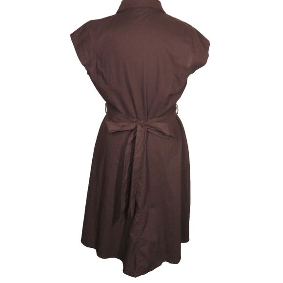 City Chic Women's Brown Linen Blend Button Front Belted Dress Plus Size 18 - Picture 8 of 12